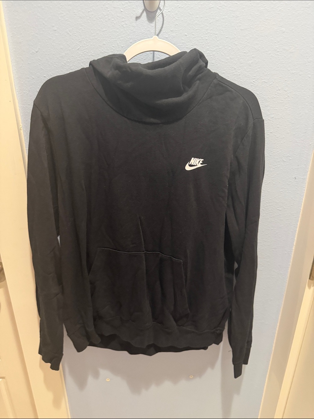 Nike Black Turtleneck Pullover Sweatshirt with White Swoosh